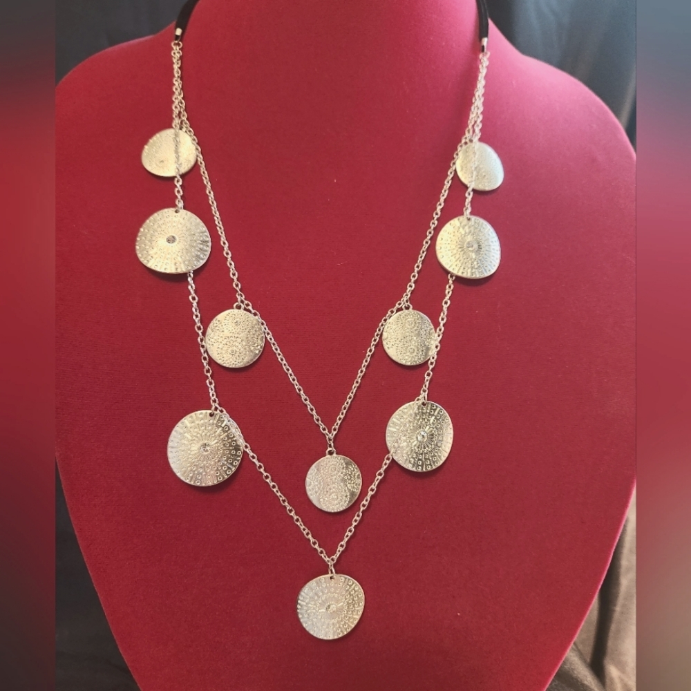 Silver Coin Style Two Strand Necklace - Maurices